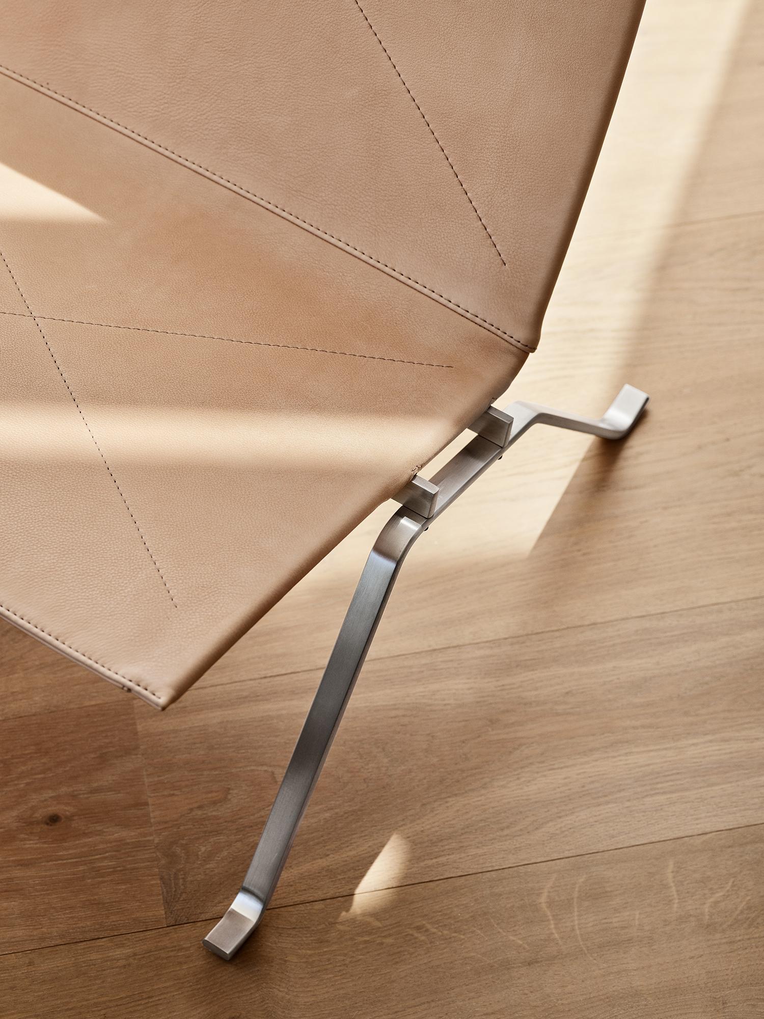 Poul Kjærholm PK22 Lounge Chair Leather Brushed Spring Steel for Fritz Hansen For Sale 12