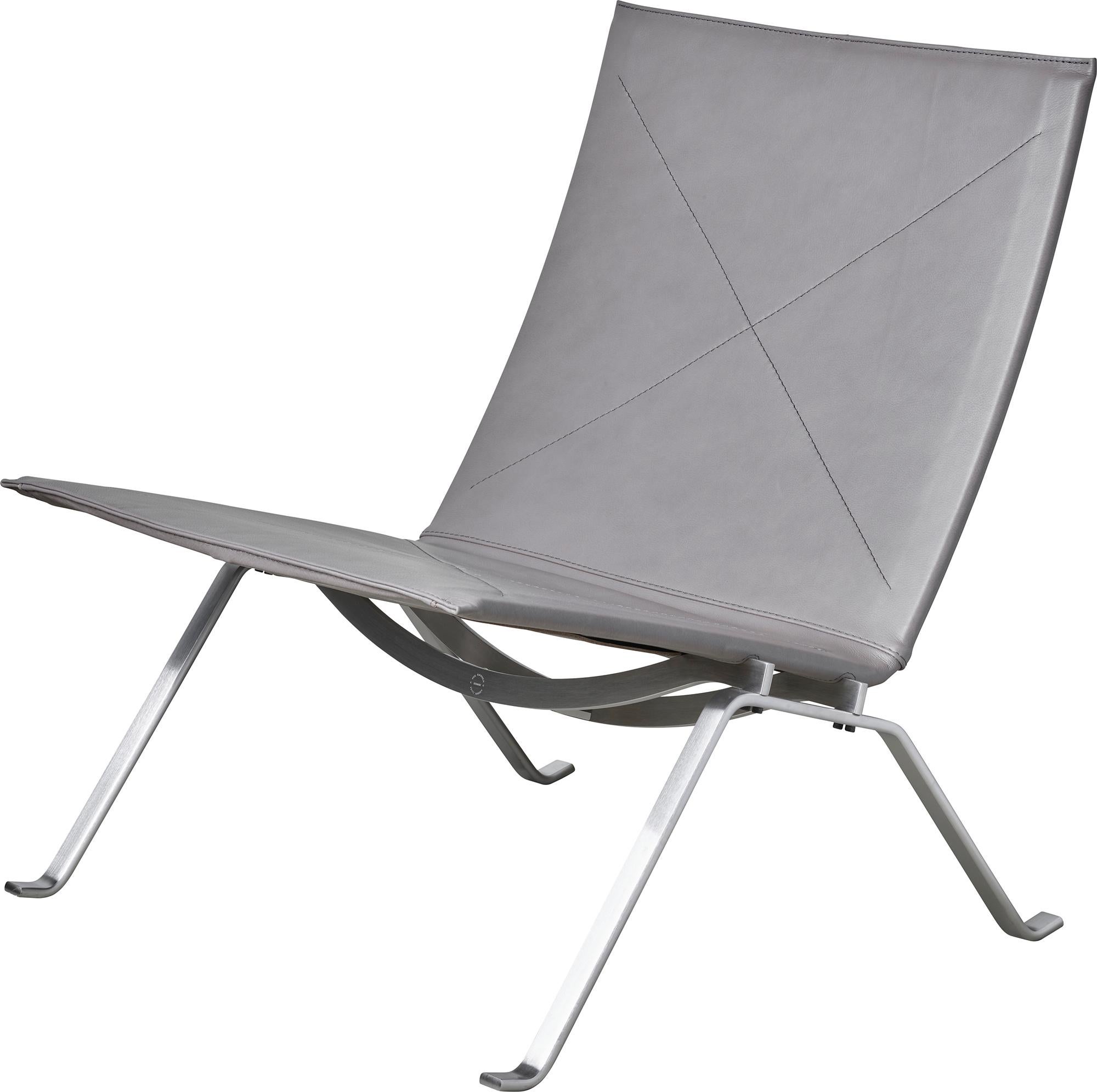 Danish Poul Kjærholm PK22 Lounge Chair Leather Brushed Spring Steel for Fritz Hansen For Sale