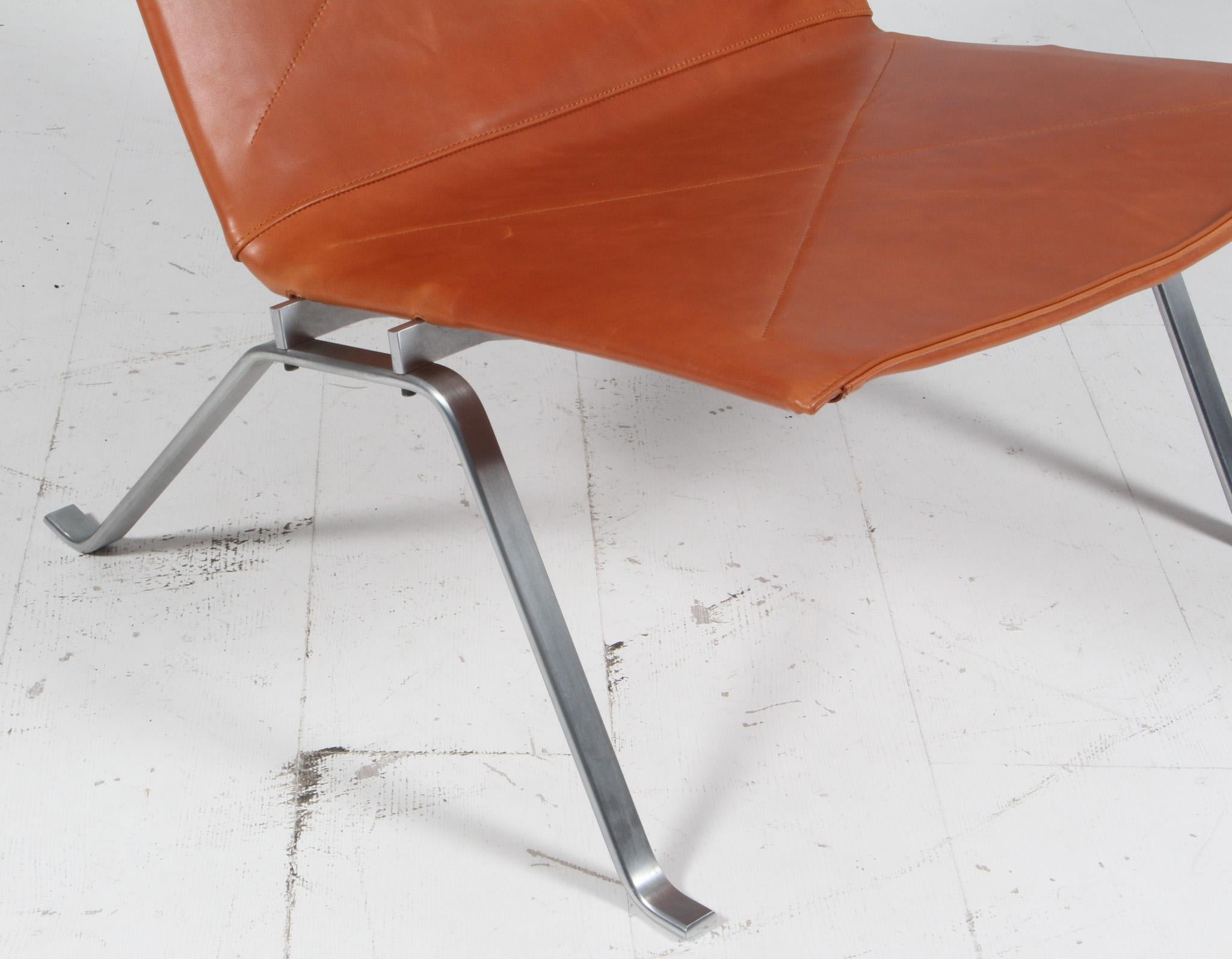 Danish Poul Kjærholm PK22 Lounge Chair, new upholstered For Sale