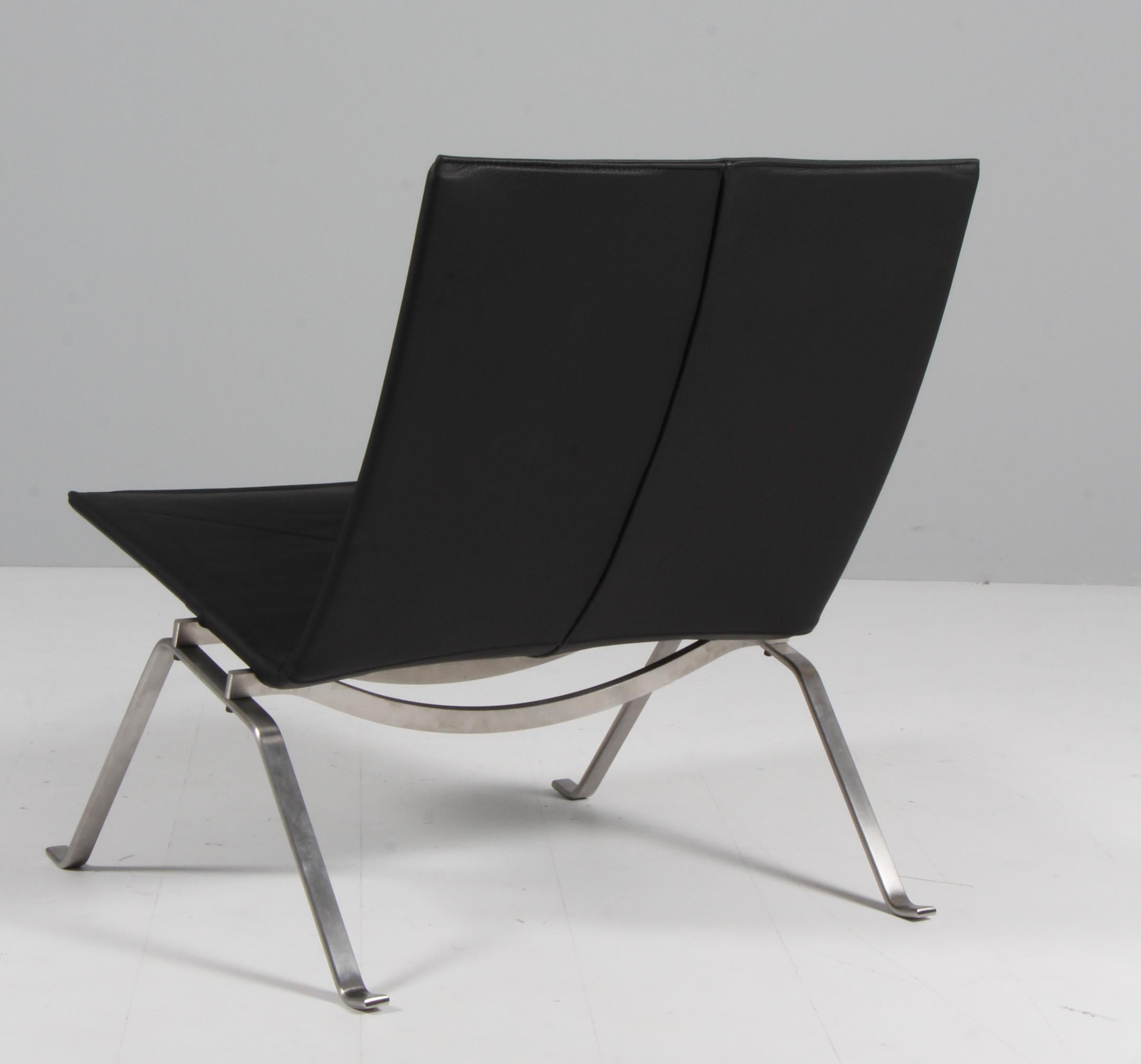 Stainless Steel Poul Kjærholm PK22 Lounge Chair, new upholstered