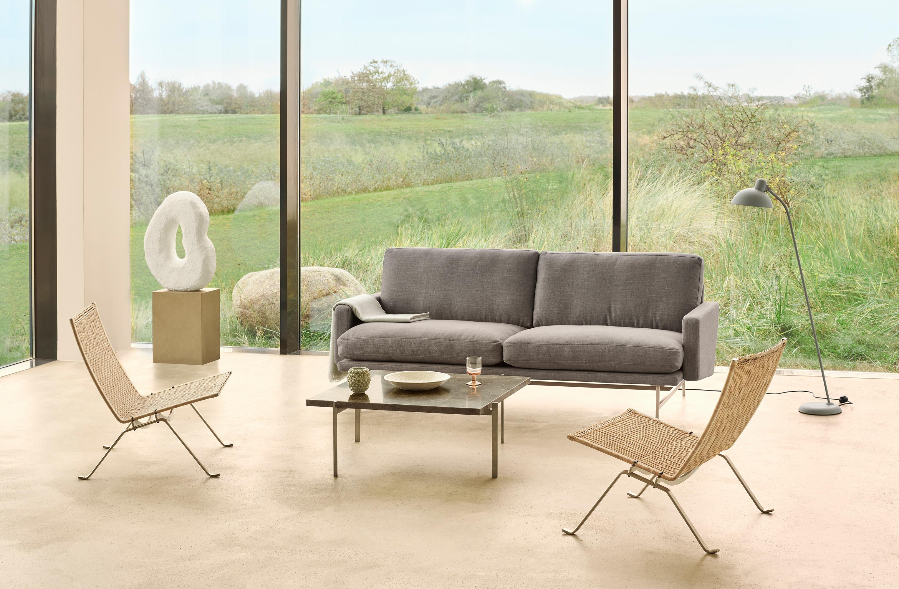 Mid-Century Modern Poul Kjærholm PK22 Lounge Chair Wicker Brushed Spring Steel for Fritz Hansen For Sale