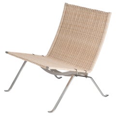 Poul Kjærholm PK22 Lounge Chair Wicker Brushed Spring Steel for Fritz Hansen