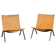 Sedie da salotto "PK22" di Poul Kjaerholm per Fritz Hansen in pelle cognac, 1956