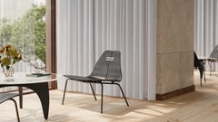 Sedia PK23 di Poul Kjaerholm in acciaio inox e cenere nera per Fritz Hansen