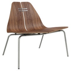 Sedia PK23 di Poul Kjaerholm in acciaio inox laccato noce per Fritz Hansen