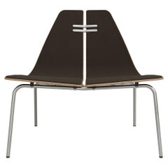 Poul Kjaerholm PK23 Chair Lacquered Walnut Steel Base Brown 0386 Fritz Hansen