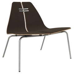 Silla Poul Kjaerholm PK23 Base de acero lacado nogal marrón 0386 Fritz Hansen