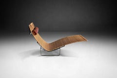 Poul Kjaerholm PK24 Rattan Steel Chaise Lounge Chair by E. Kold Denmark, 1960s