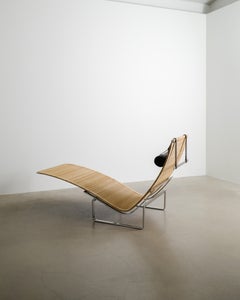 Poul Kjaerholm PK24 Rattan Steel Chaise Lounge Chair by E. Kold Denmark, 1960s