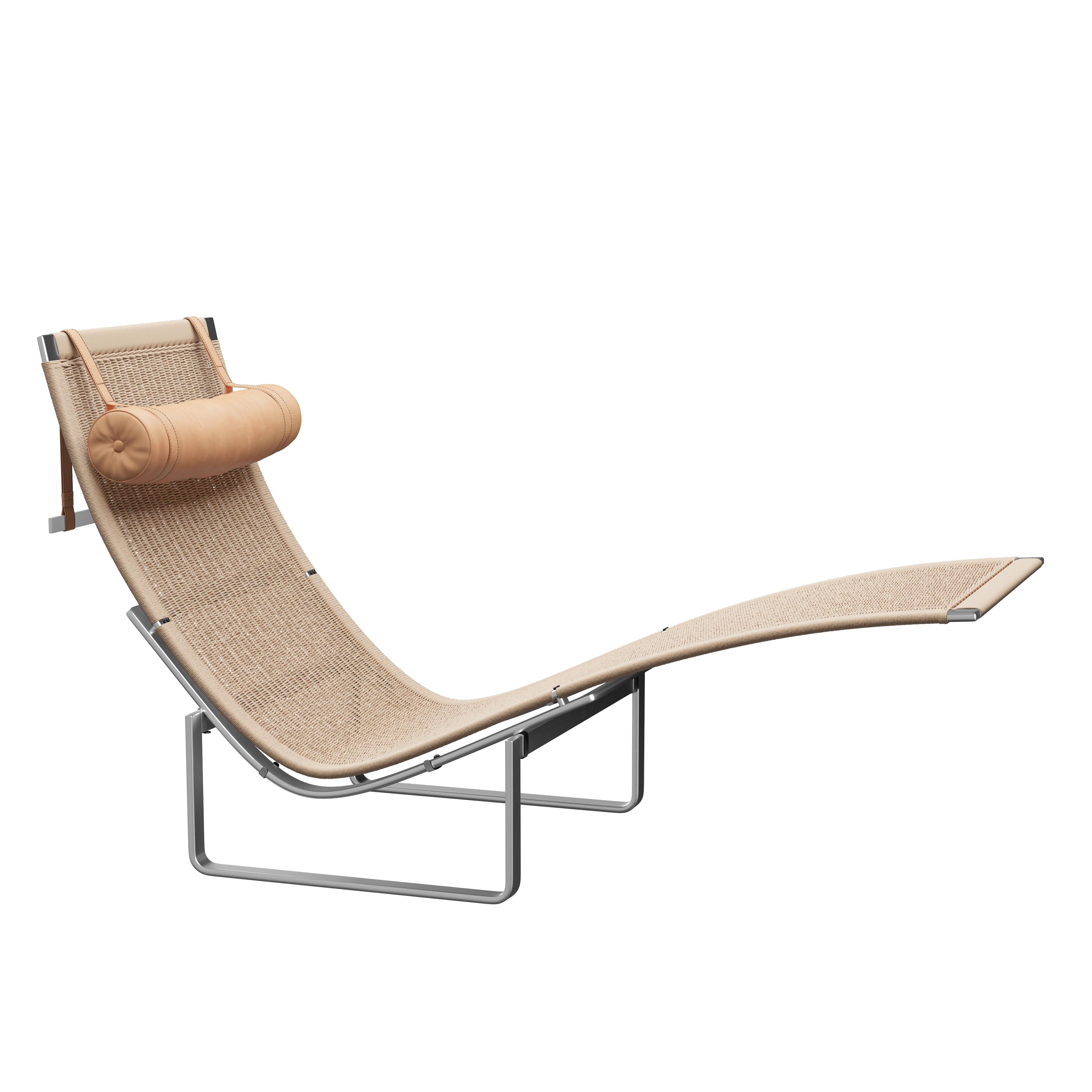 Contemporary Poul Kjærholm 'PK24' Wicker Lounge Chair for Fritz Hansen with Leather Headrest For Sale