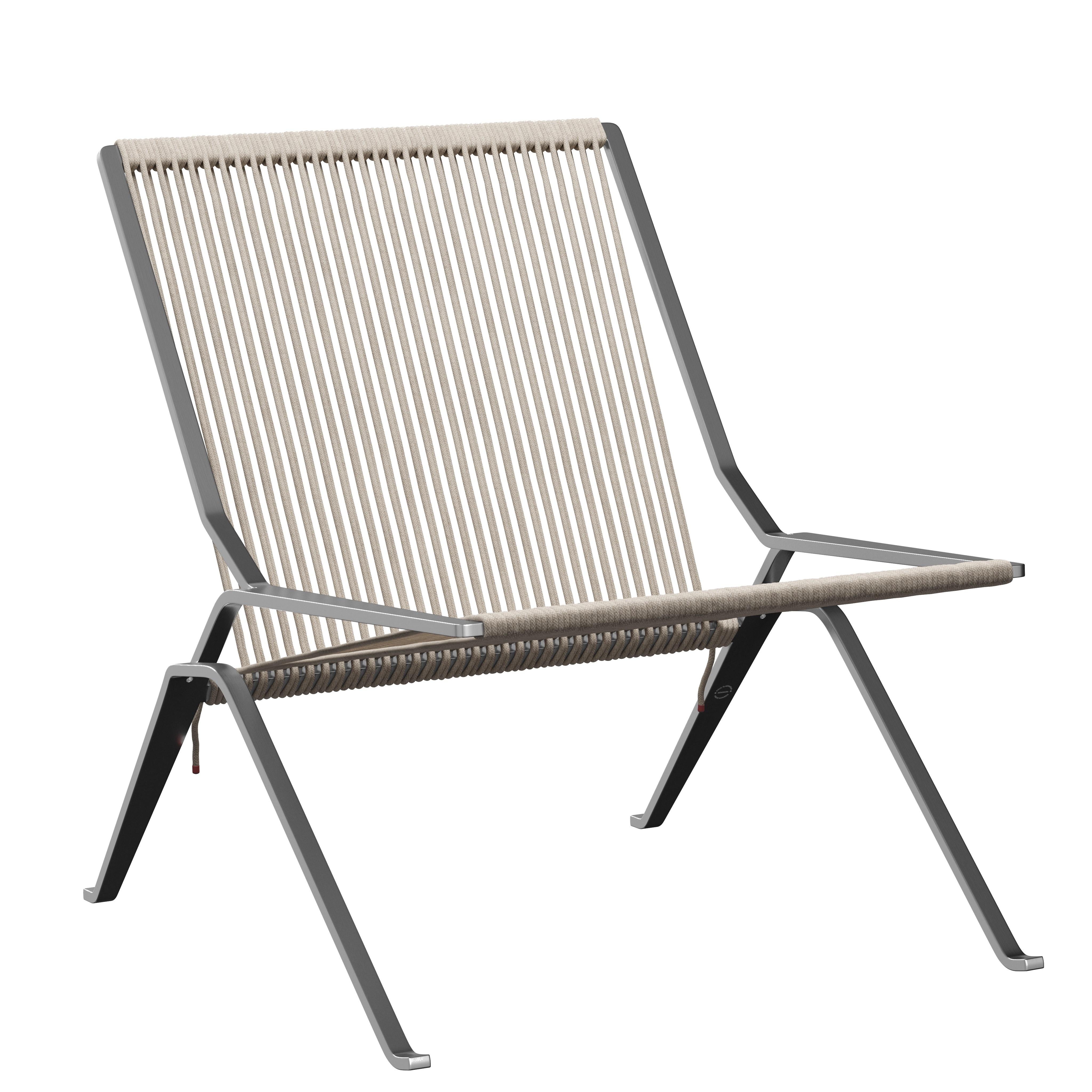 Poul Kjærholm 'PK25' Chair for Fritz Hansen in Black Flag Halyard For Sale 3