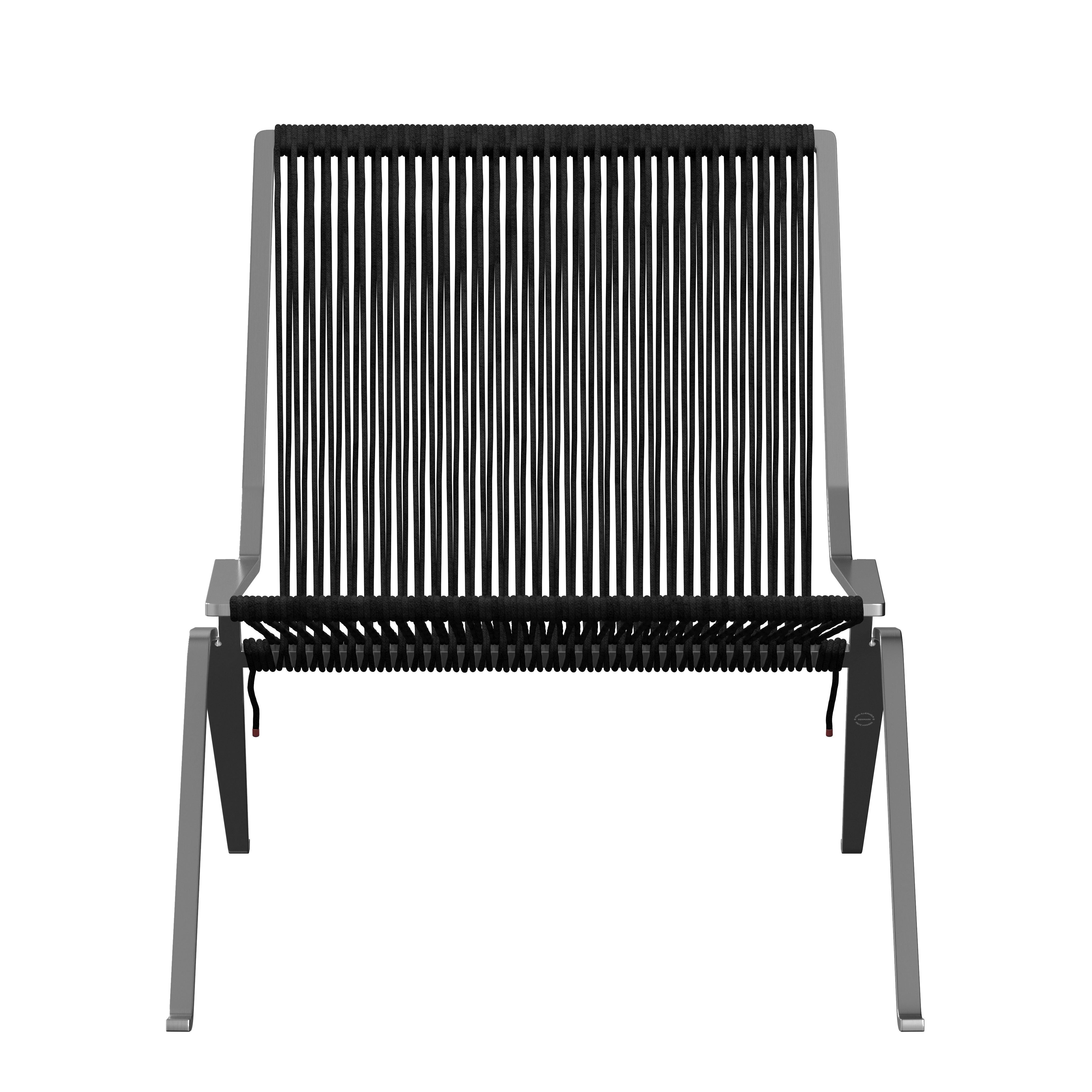 Poul Kjærholm 'PK25' Chair for Fritz Hansen in Black Flag Halyard For Sale 1