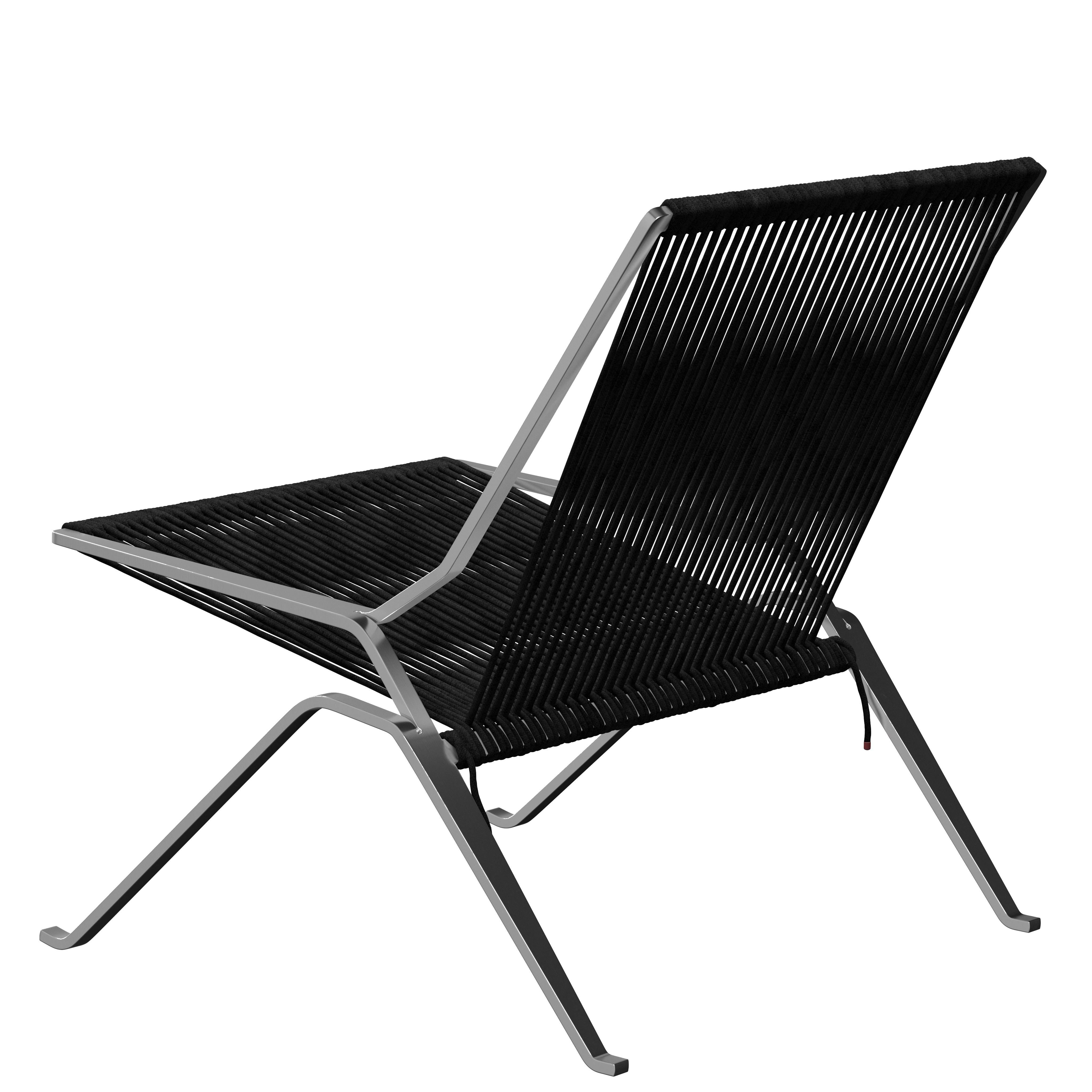 Poul Kjærholm 'PK25' Chair for Fritz Hansen in Black Flag Halyard For Sale 2
