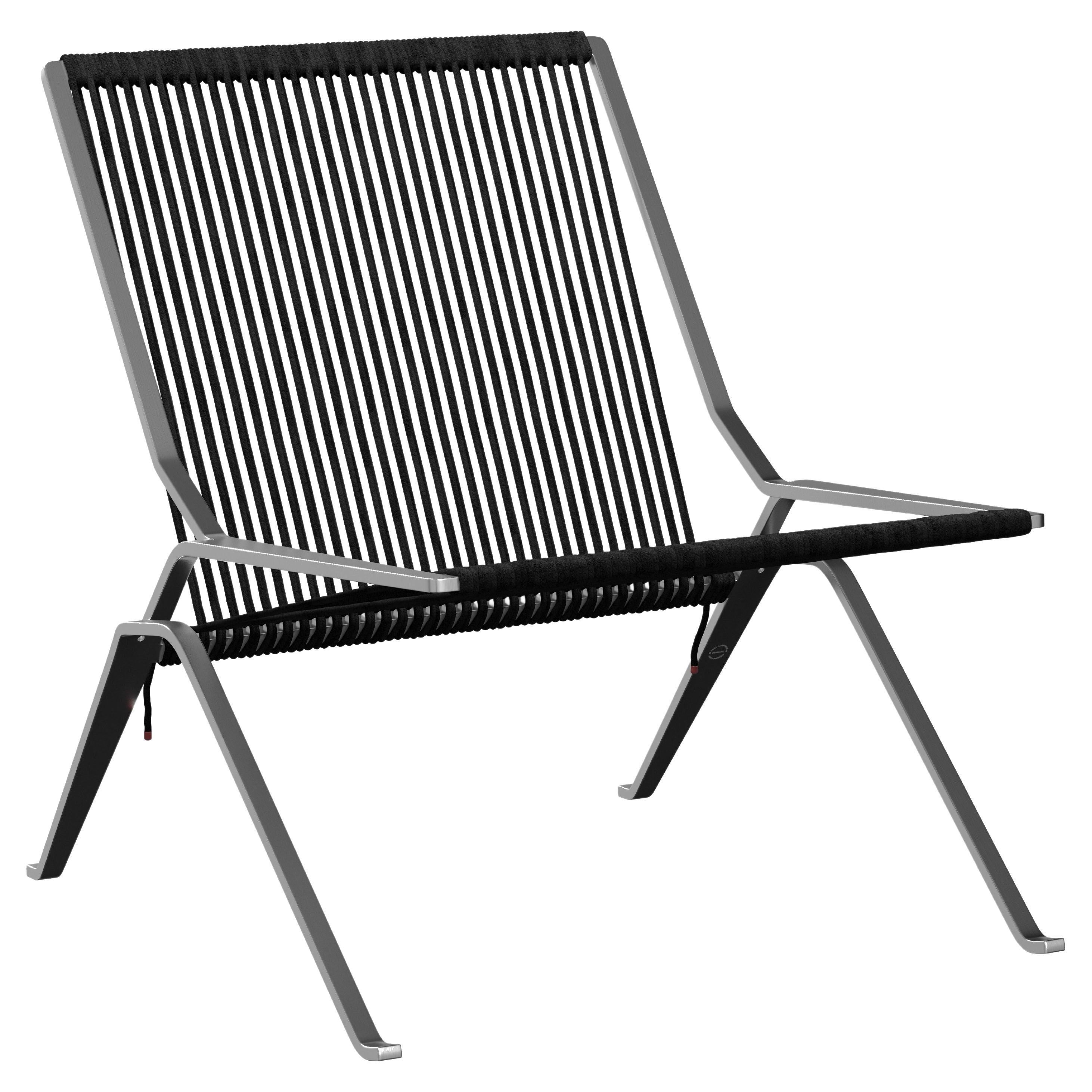 Poul Kjærholm 'PK25' Chair for Fritz Hansen in Black Flag Halyard For Sale