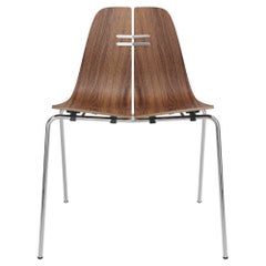 Sedia PK3 di Poul Kjaerholm in noce laccato e acciaio cromato per Fritz Hansen