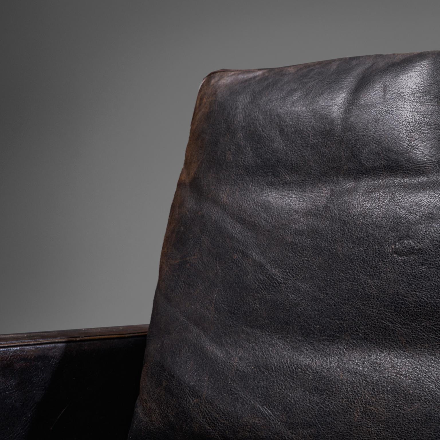 Poul Kjærholm 'PK31-1' Lounge Chair in Original Black Leather and Steel 1
