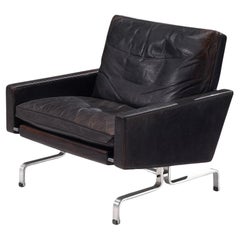 Chaise longue 'PK31-1' de Poul Kjærholm en cuir noir original et acier