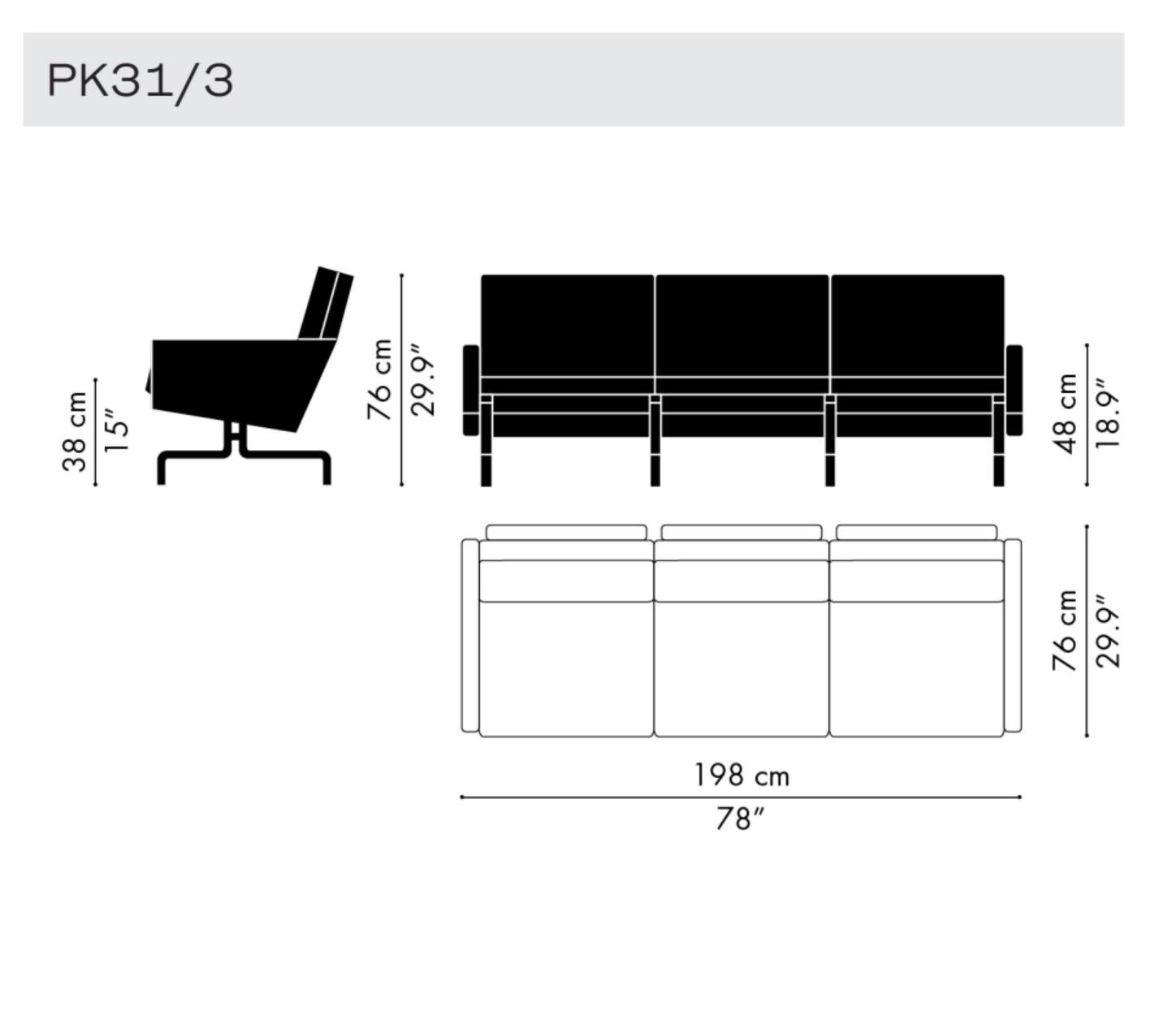 Poul Kjærholm 'PK31' 3-Seater Sofa for Fritz Hansen in Aura Leather  For Sale 9