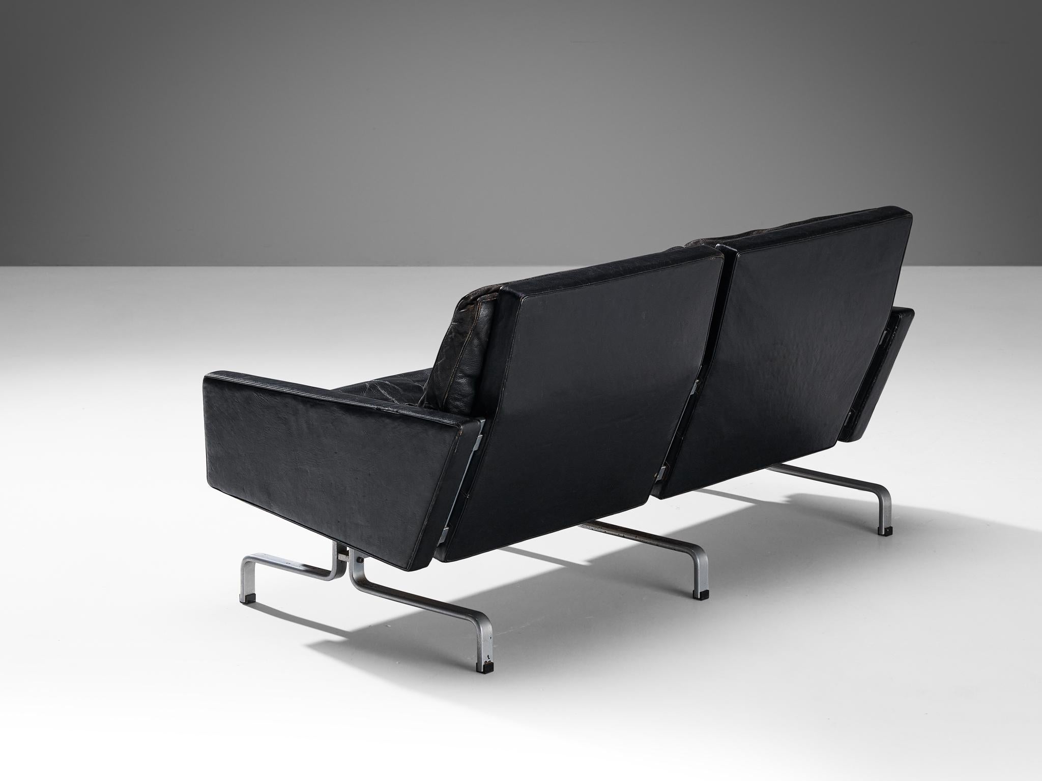 Poul Kjaerholm 'PK31' Sofa aus schwarzem Leder im Angebot 3