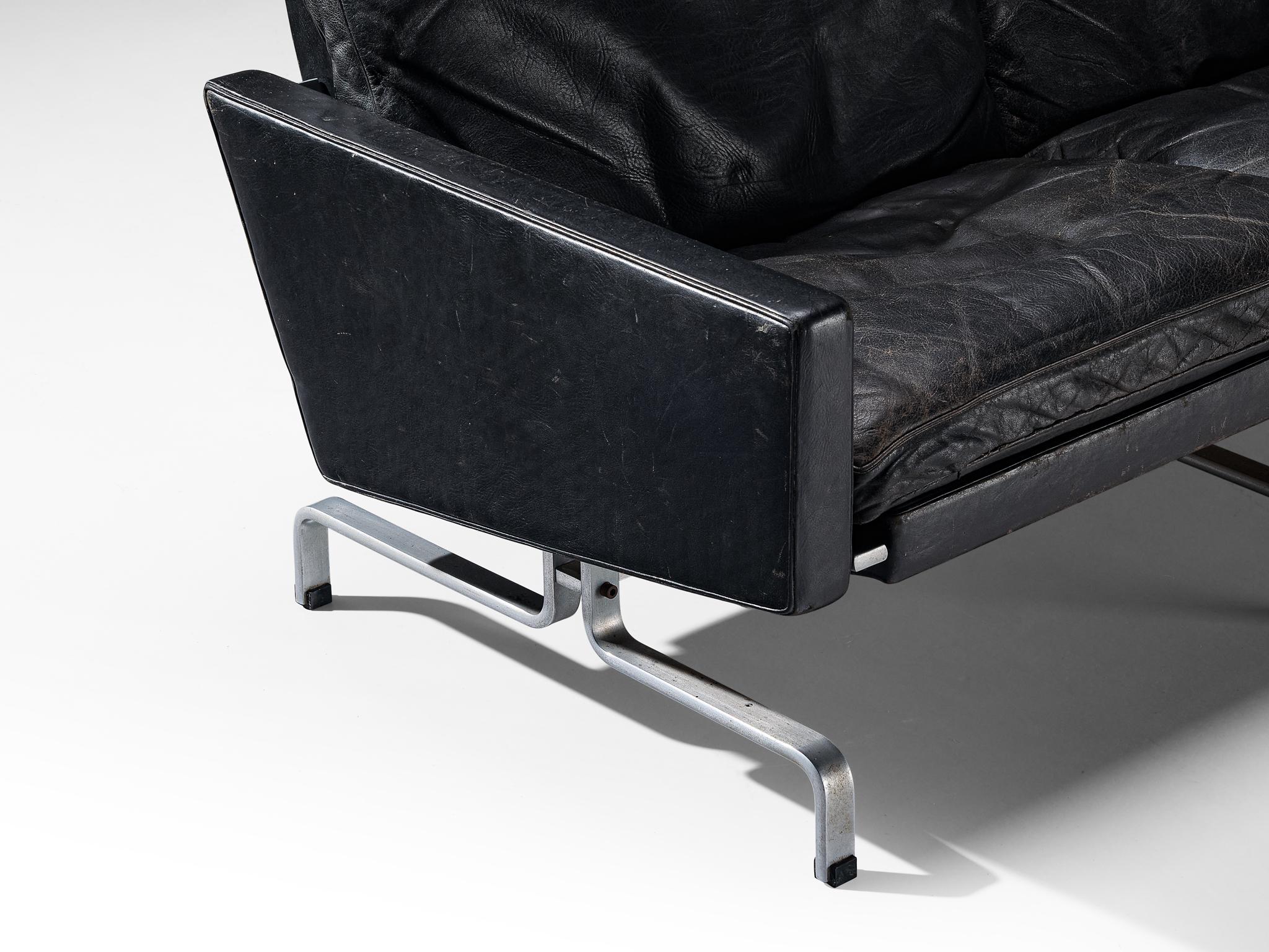 Mid-20th Century Poul Kjaerholm 'PK31' Sofa in Black Leather For Sale