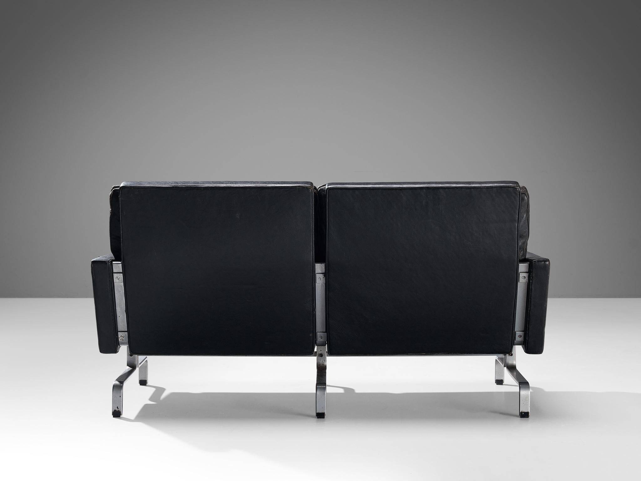 Poul Kjaerholm 'PK31' Sofa aus schwarzem Leder im Angebot 2