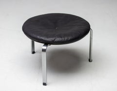 Poul Kjærholm Tabouret PK33 en cuir noir par E. Kold Christensen, Danemark, 1959