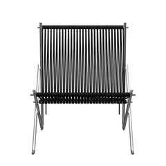 Poul Kjærholm PK4 Lounge Chair Black Flag Halyard Steel for Fritz Hansen