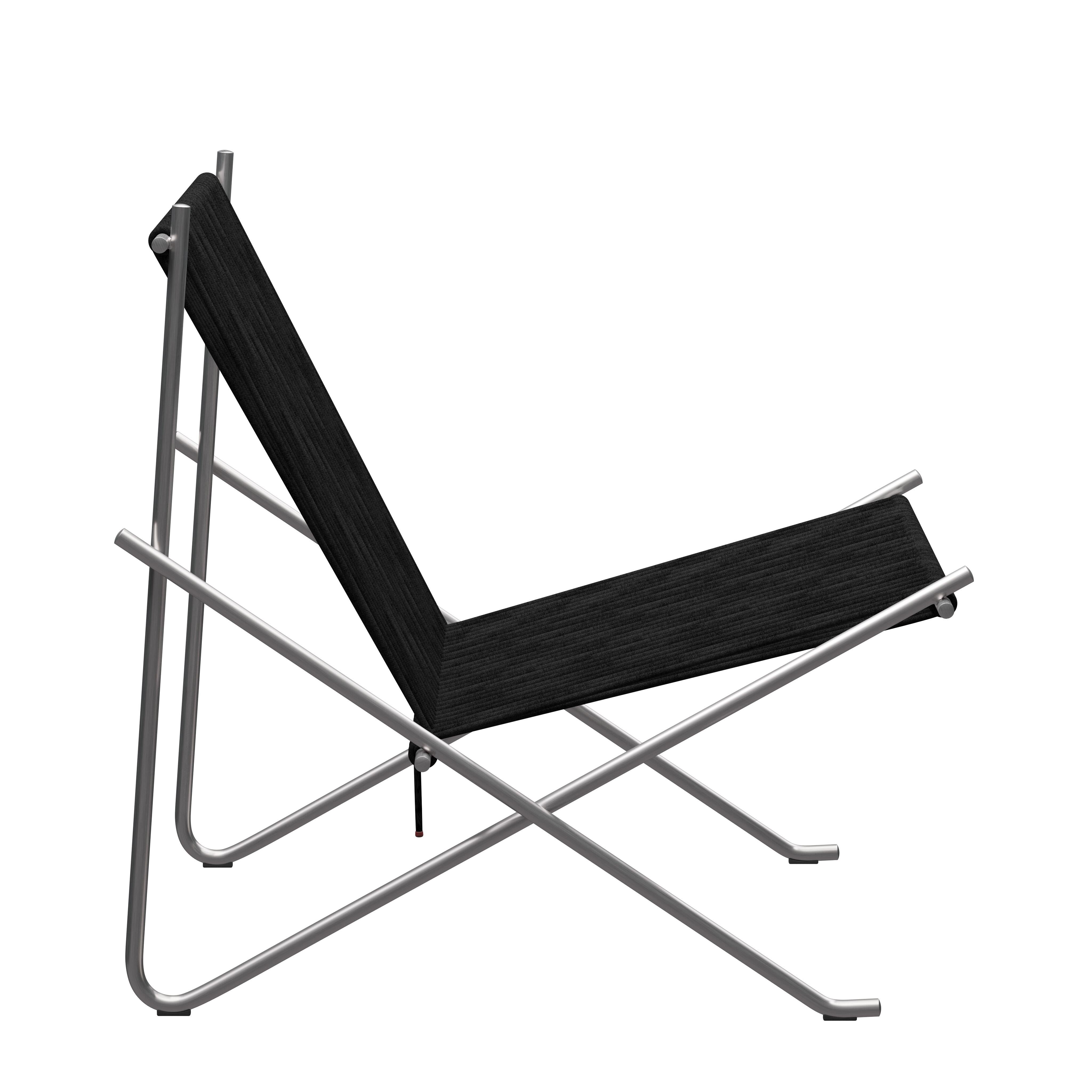 Poul Kjærholm PK4 Silla de salón de acero con bandera negra para Fritz Hansen Moderno de mediados de siglo en venta