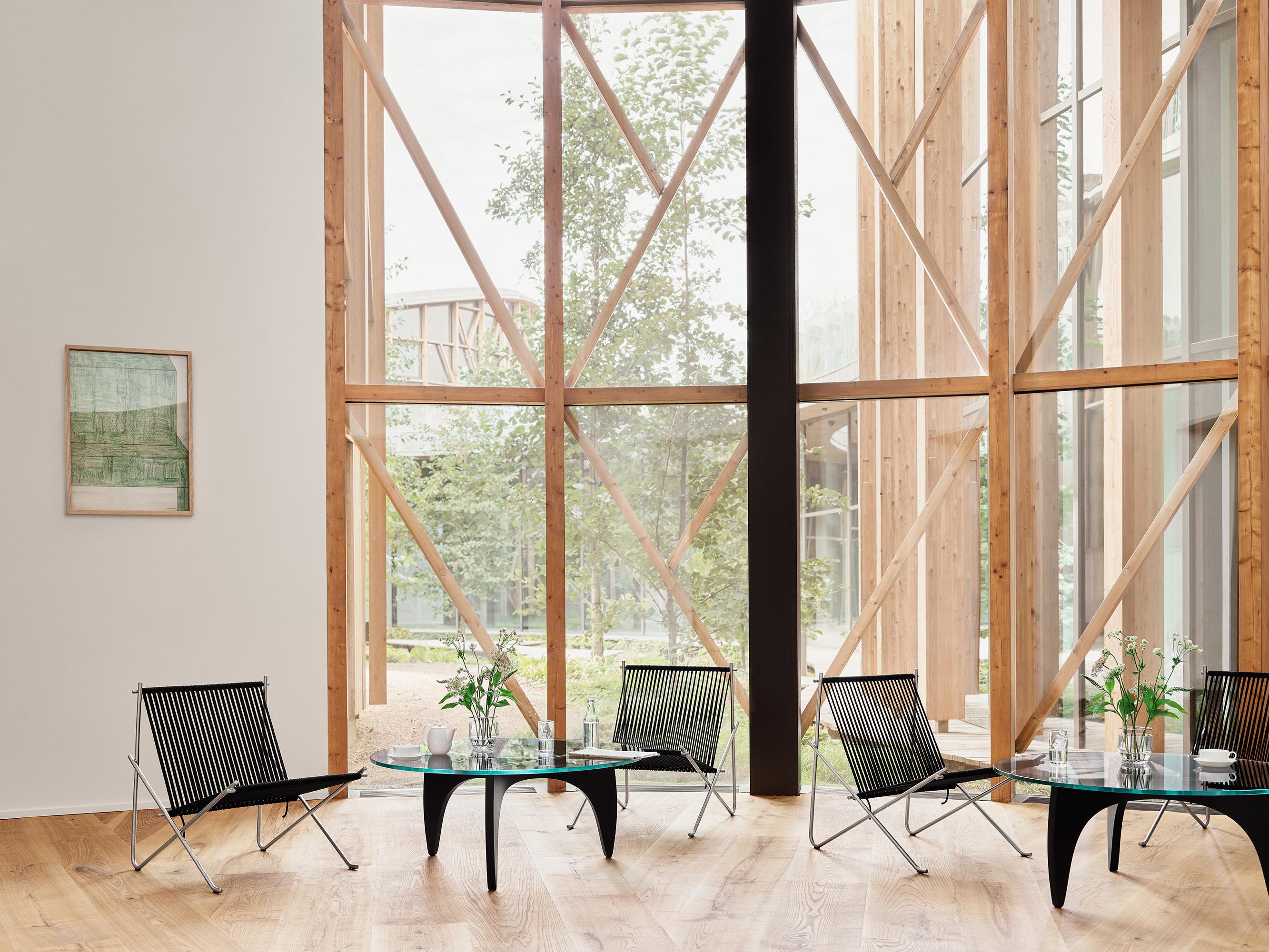 Poul Kjærholm PK4 Silla de salón de acero con bandera negra para Fritz Hansen Danés en venta