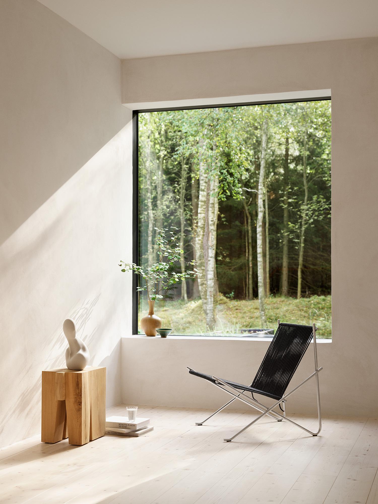 Poul Kjærholm PK4 Silla de salón de acero con bandera negra para Fritz Hansen Siglo XXI y contemporáneo en venta