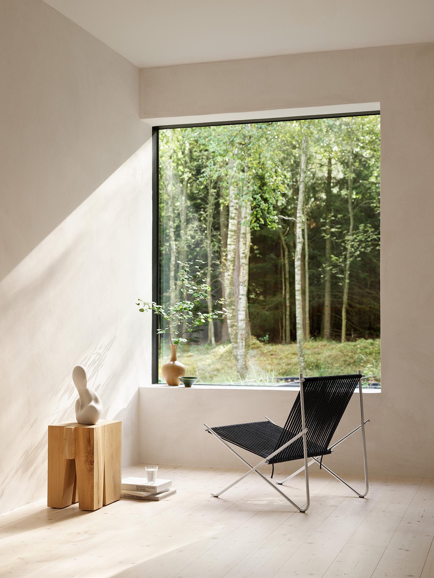 Poul Kjærholm PK4 Silla de salón de acero con bandera negra para Fritz Hansen en venta 1