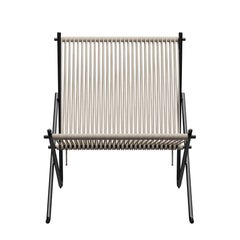 Poul Kjærholm PK4 Lounge Chair Natural Flag Halyard Black Steel for Fritz Hansen