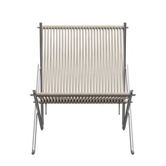 Poul Kjærholm PK4 Lounge Chair Natural Flag Halyard Steel für Fritz Hansen