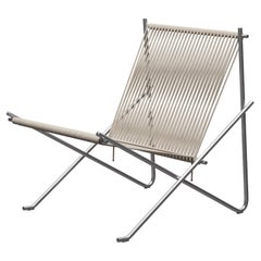 Poul Kjærholm PK4 Lounge Chair Natural Flag Halyard Steel for Fritz Hansen