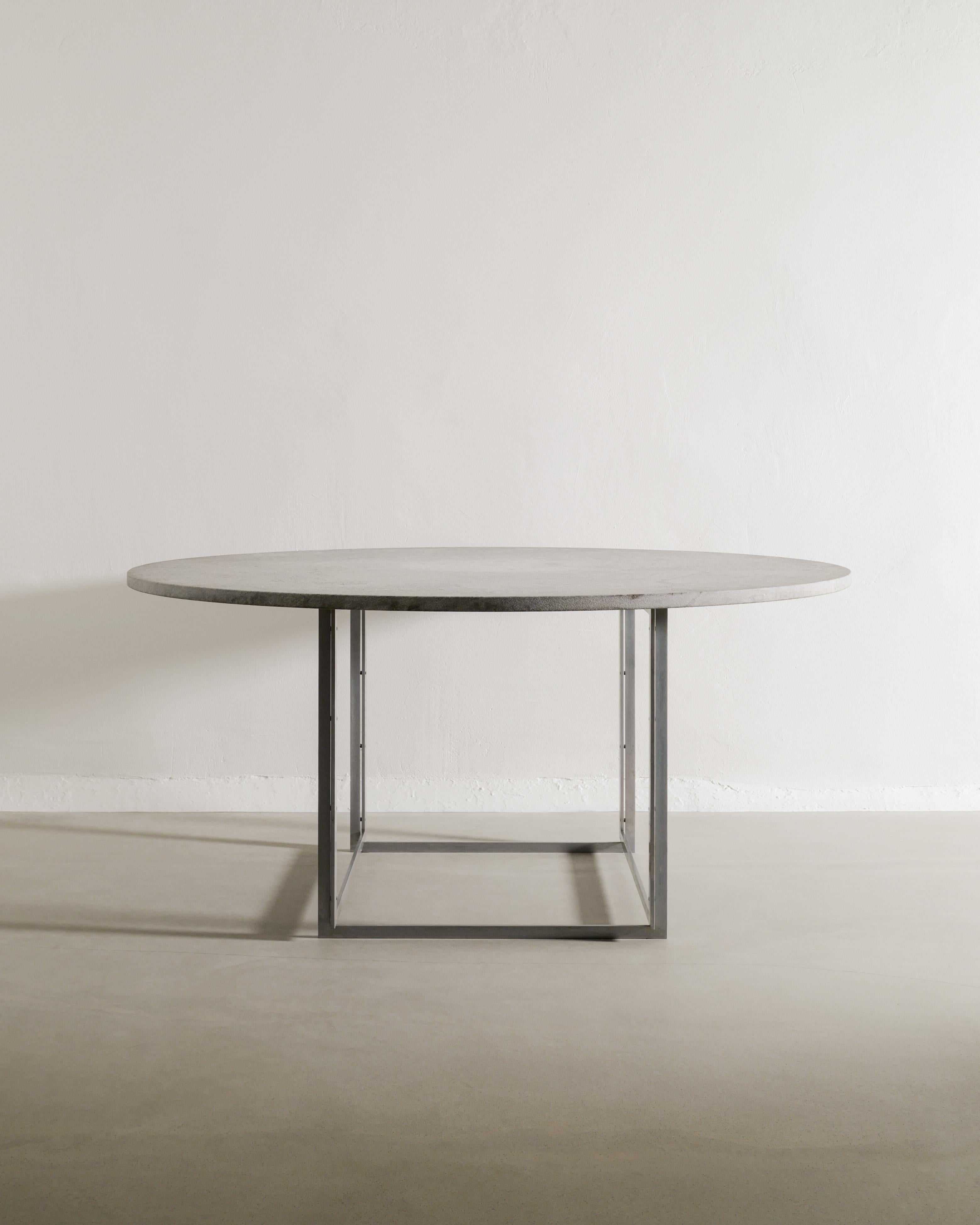 Scandinave moderne Table de salle à manger PK54 Poul Kjaerholm en acier et marbre par E. Kold Christensen, années 1960 en vente