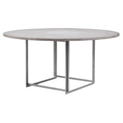 Mesa de comedor Poul Kjaerholm PK54 de acero y mármol de E. Kold Christensen, años 60