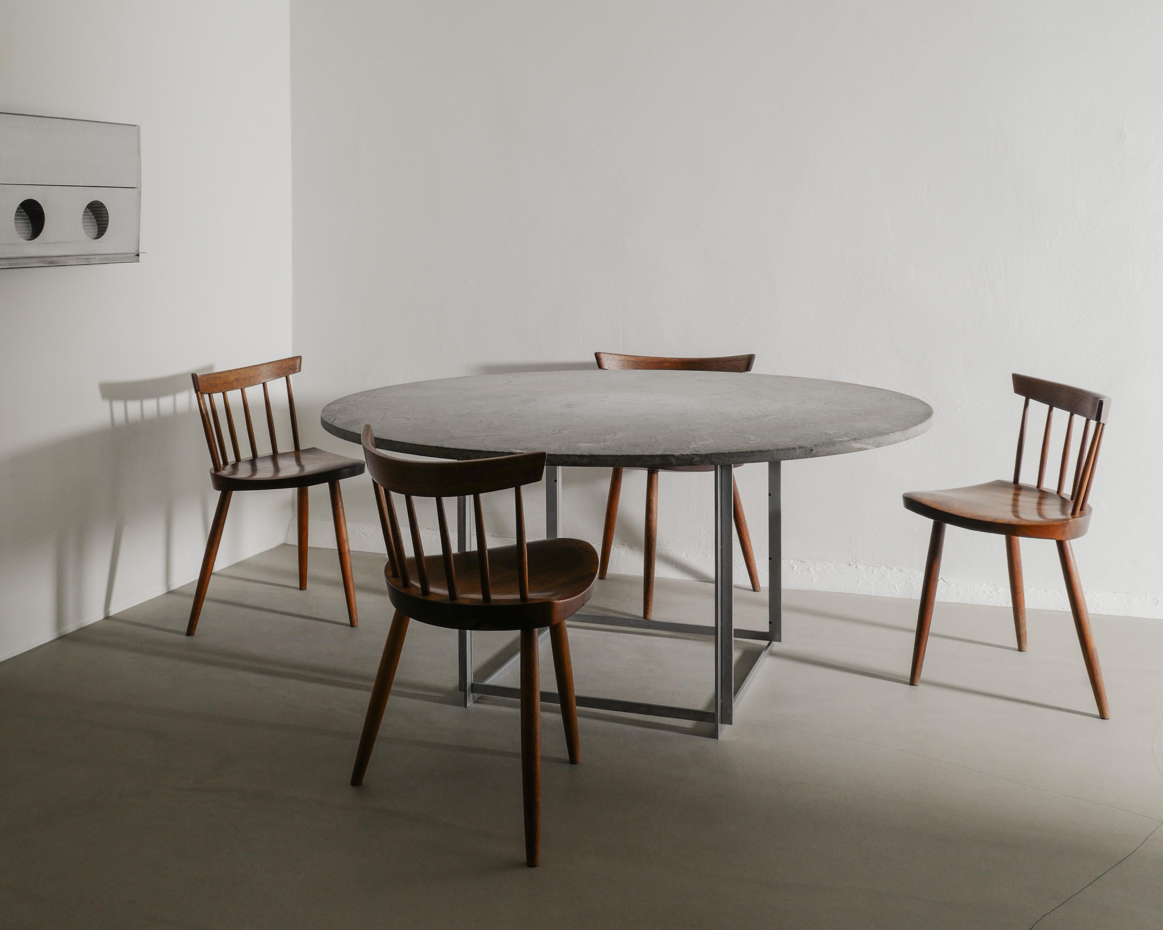 Danish Poul Kjaerholm PK54 & Mira Nakashina Dining Table & Wooden Chairs Set, 1960s For Sale