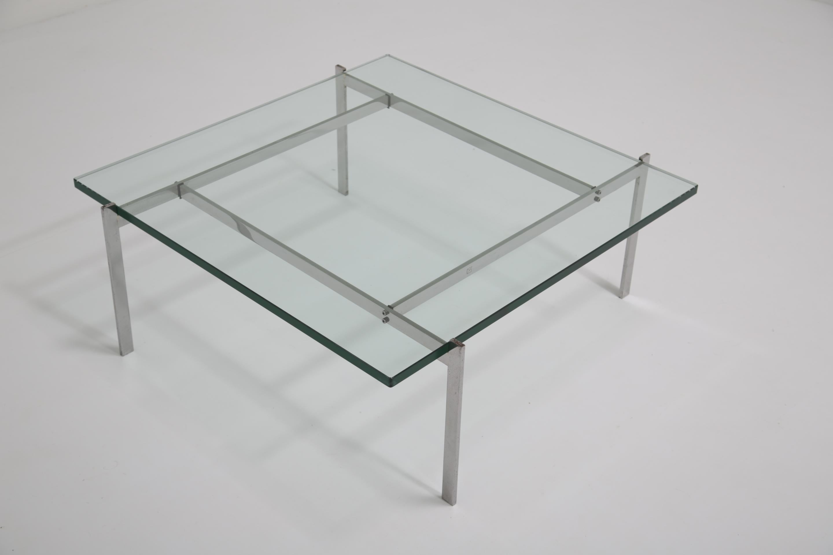 Here is what the internet and any other source says regarding the Poul Kjaerholm PK 61 coffee table. According to the net the table was designed in 1956 and described as - a simple, low-profile square table with a thin, flat tabletop resting on a
