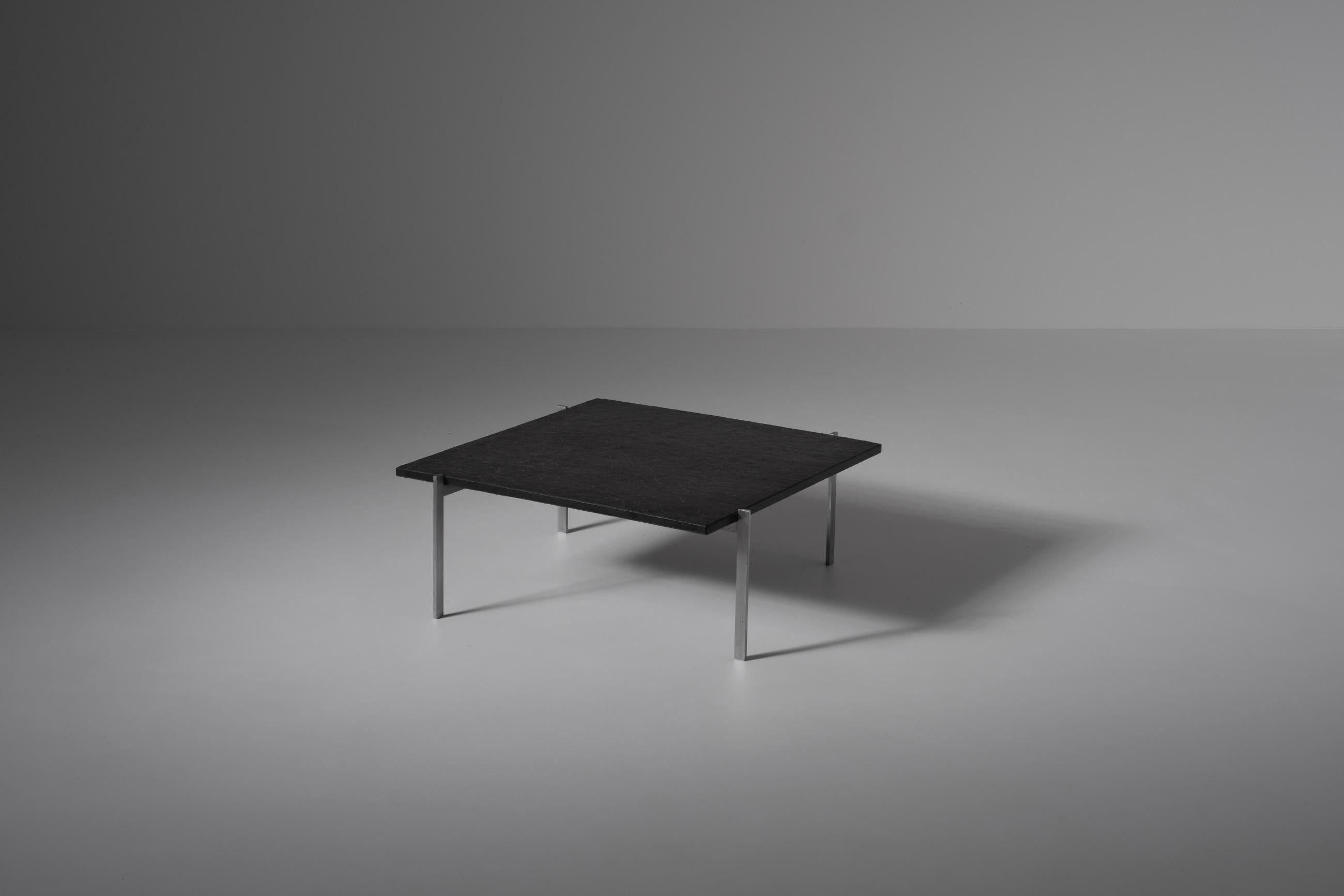 Iconic PK61 coffee table by Poul Kjaerhom for Ejvind Kold Christensen (E. Kold Christensen), Denmark 1956. Minimal yet refined sophisticated design, a true Classic. The original graphithe colored slate top is in our opinion the best options for this