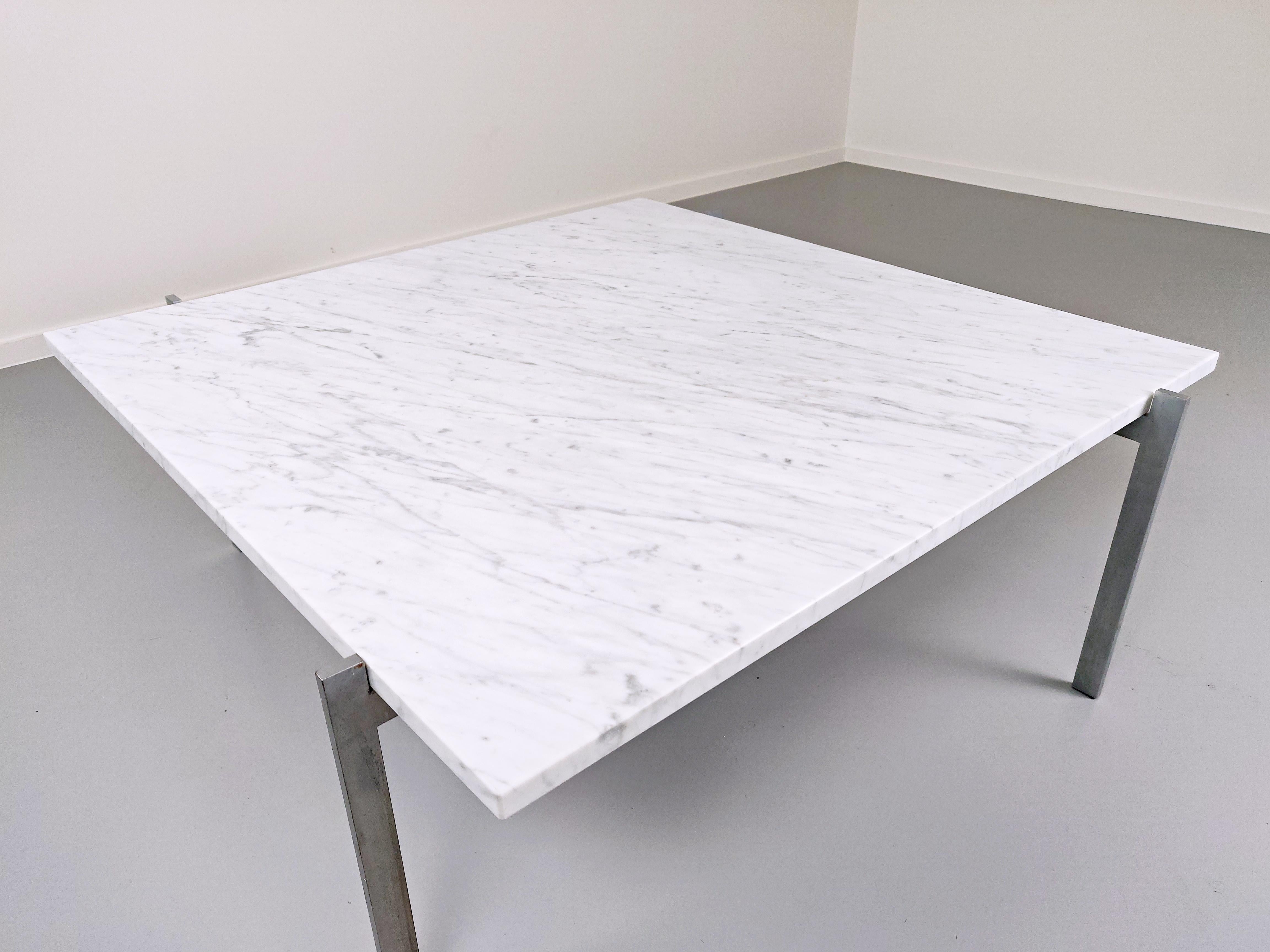 20th Century Mid-Century Modern Poul Kjaerholm PK61 Coffee Table, White Marble and Steel 