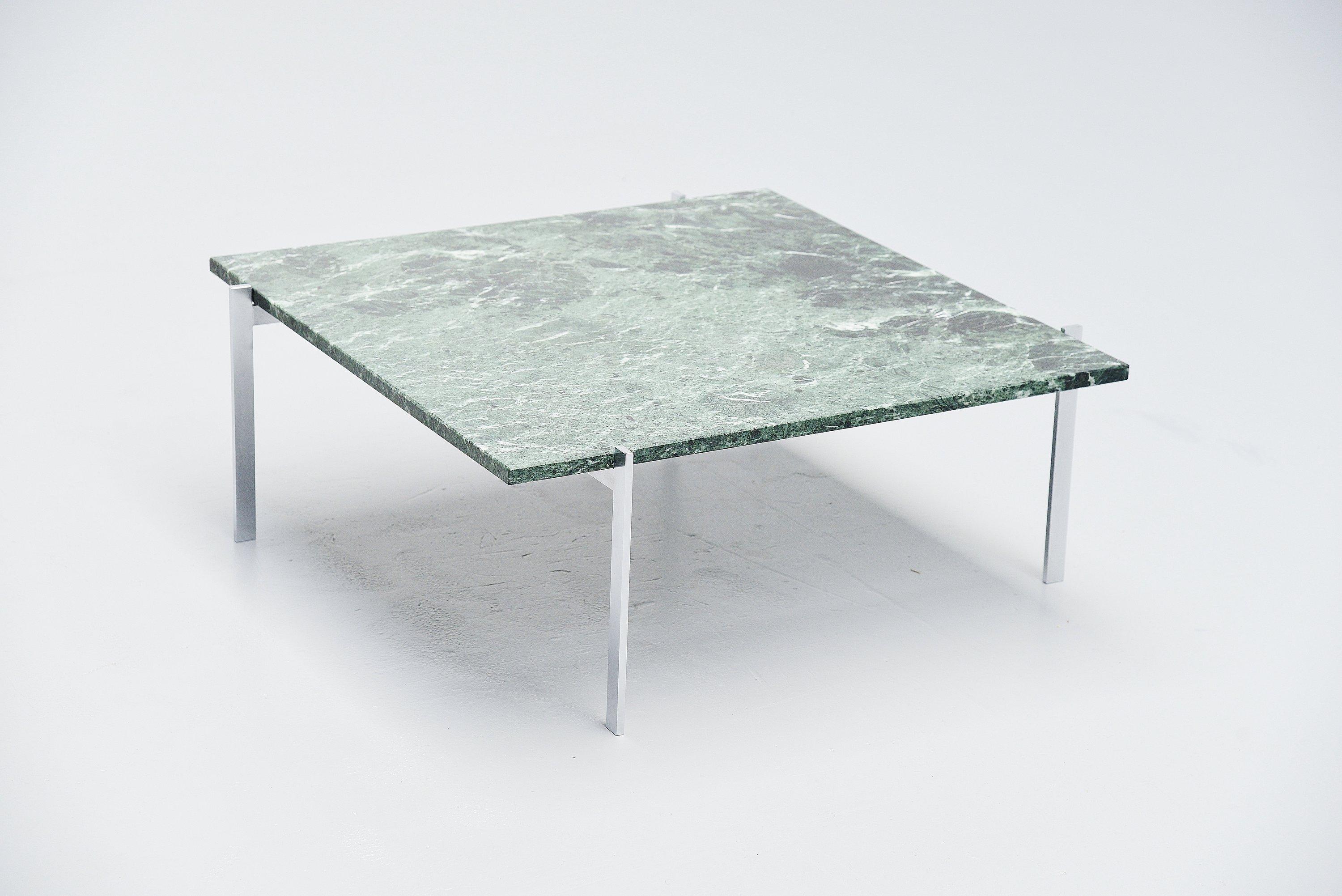 Scandinavian Modern Poul Kjaerholm PK61 Coffee Table Green Marble, Denmark, 1956