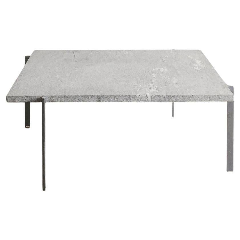 Table basse "PK61" de Poul Kjaerholm en marbre Cipollini et acier par E. Steele, années 1960