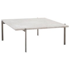 Poul Kjaerholm PK61 Coffee Table in Honed White Marble, Denmark, 1989