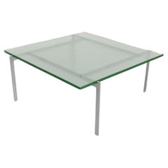 Poul Kjaerholm PK61 inspirierter Couchtisch aus Chrom und Glas