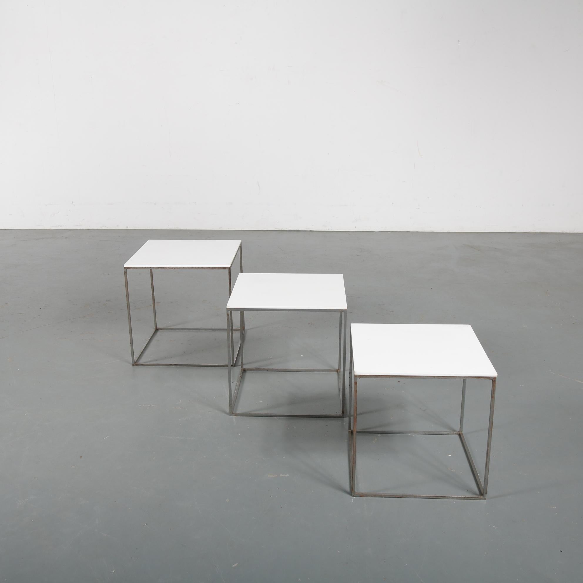 Scandinavian Modern Poul Kjaerholm PK71 Nesting Tables, Denmark, 1960 For Sale