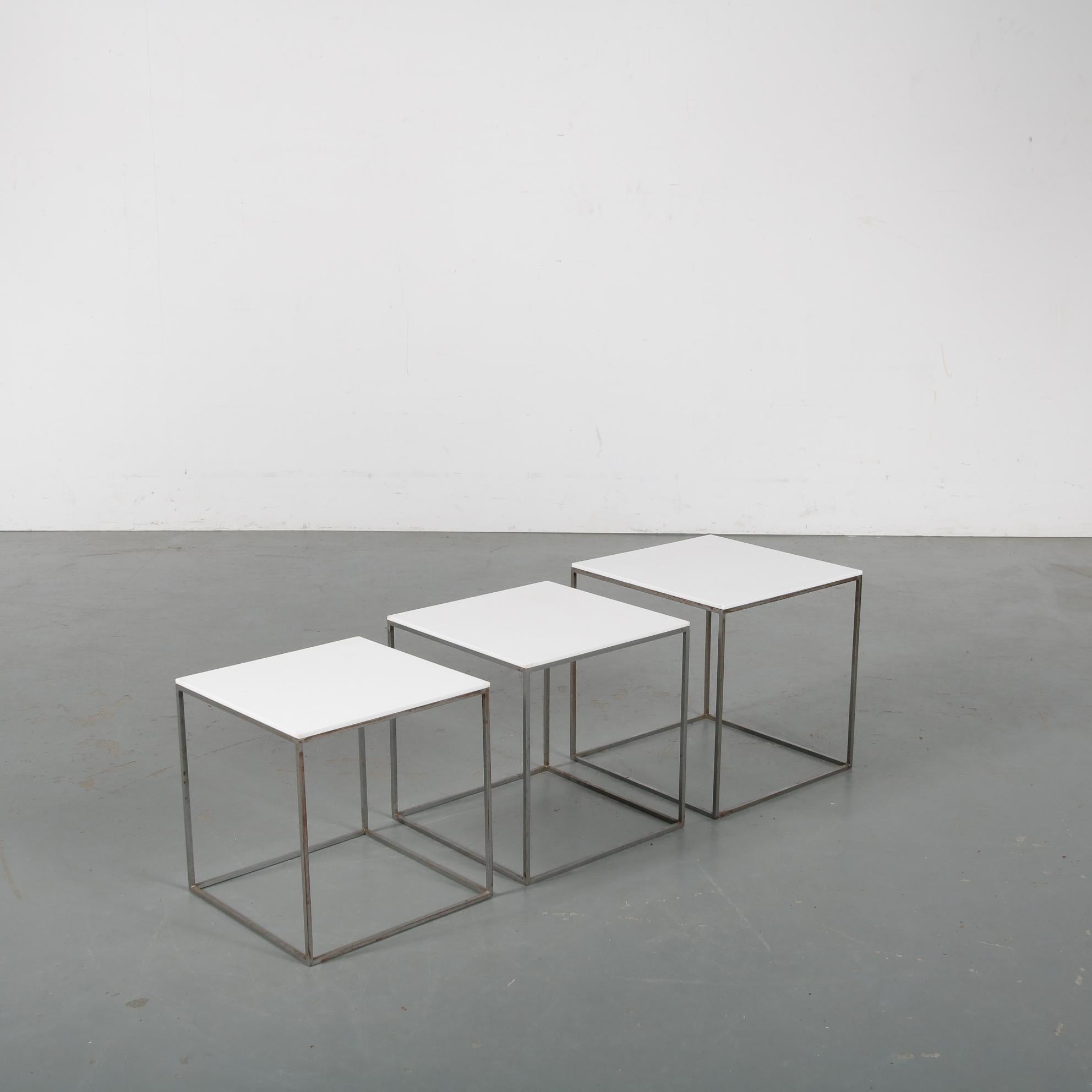 Metal Poul Kjaerholm PK71 Nesting Tables, Denmark, 1960 For Sale