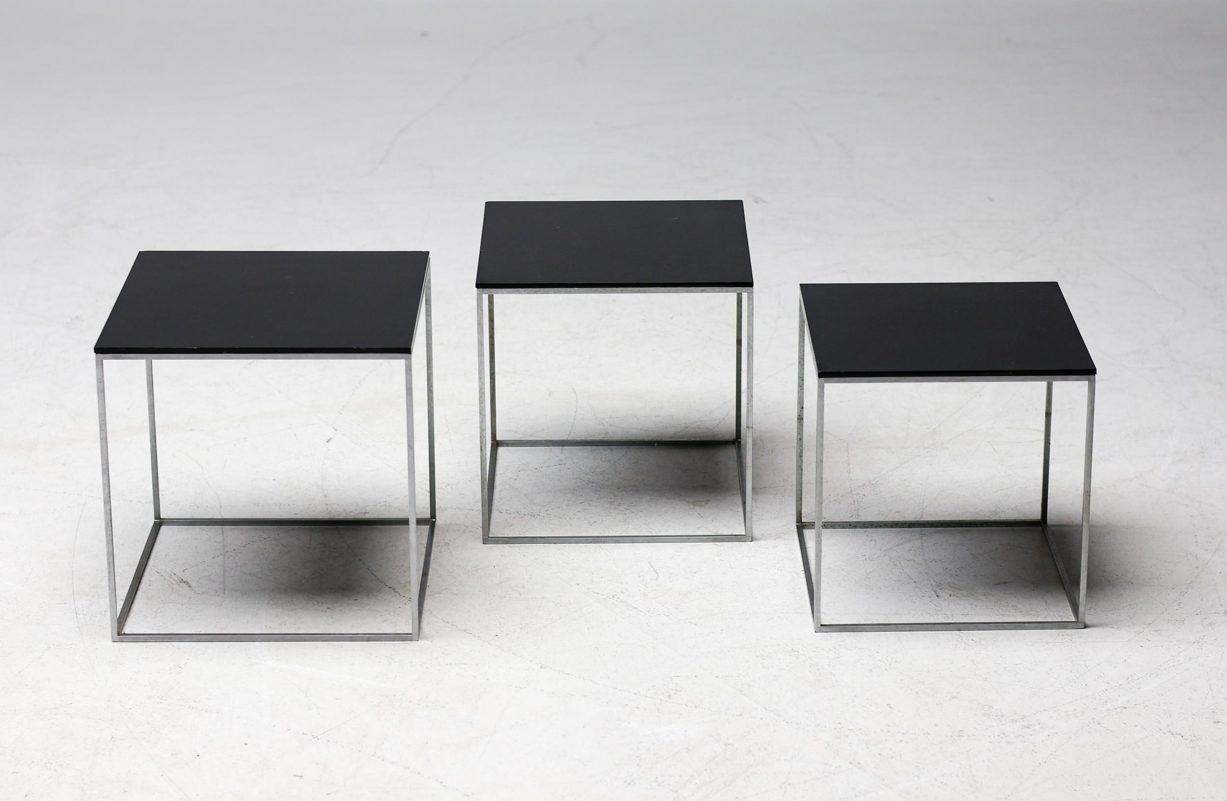 Scandinavian Modern Poul Kjærholm PK71 Nesting Tables for E. Kold Christensen, Early 1960 Production For Sale