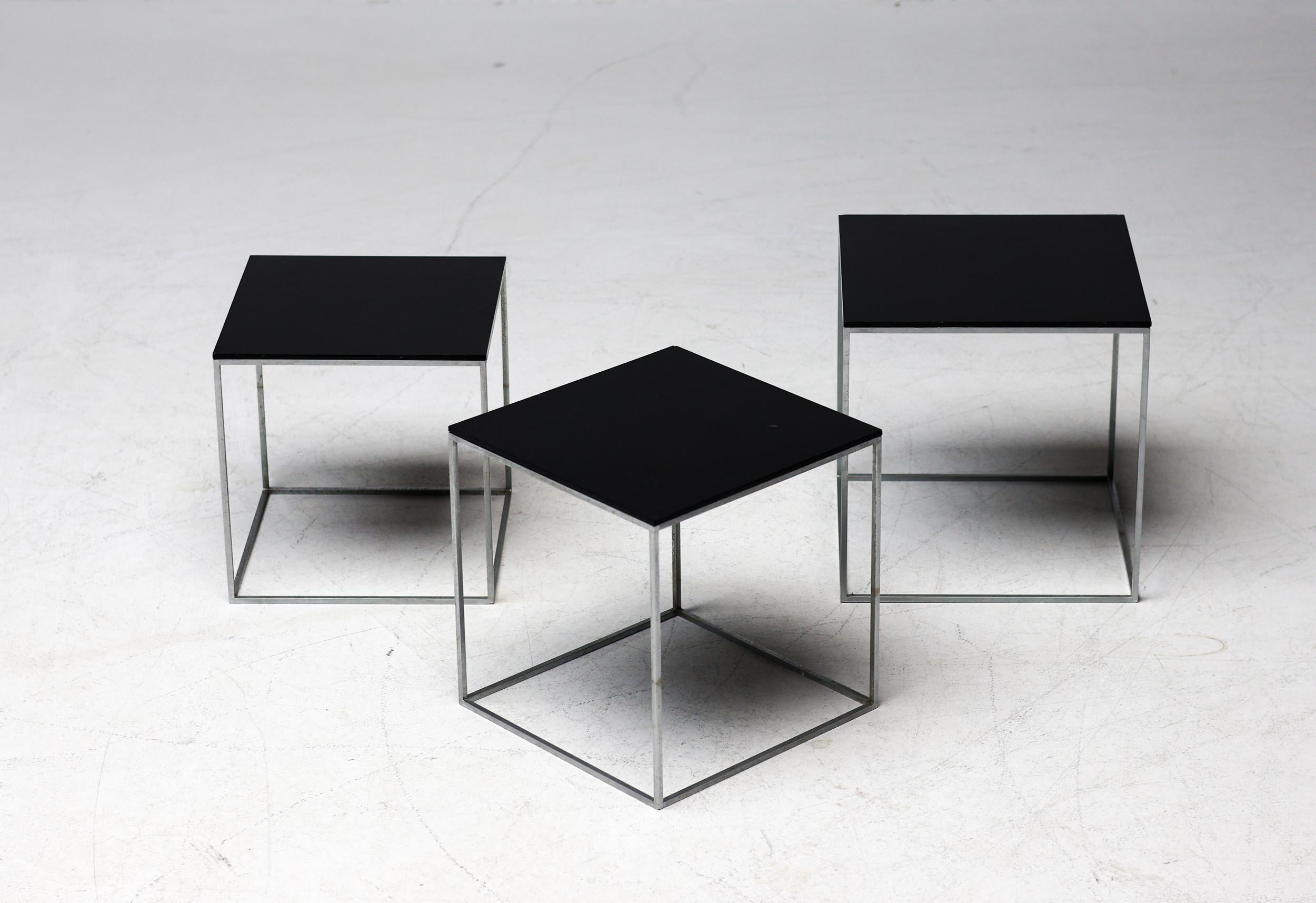 Steel Poul Kjærholm PK71 Nesting Tables for E. Kold Christensen, Early 1960 Production For Sale