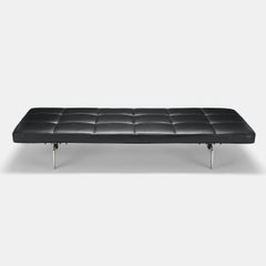 Poul Kjaerholm PK80 Tagesbett aus schwarzem Leder für Fritz Hansen Dänemark