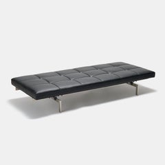 Poul Kjaerholm PK80 Tagesbett aus schwarzem Leder für Fritz Hansen Dänemark